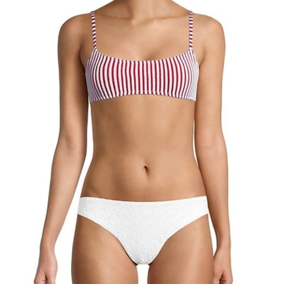 Saks 5th Ave Spiritual Gangster Red and white ribbed bikini top - Picture 3 of 3